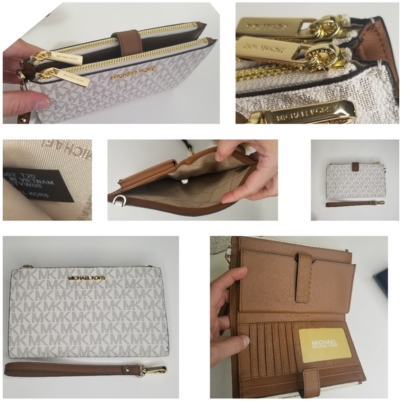 🔥 NWT MICHAEL KORS 2 SET DESIGNER Shoulder Purse Bag + Wristlet Matching - Picture 6 of 10